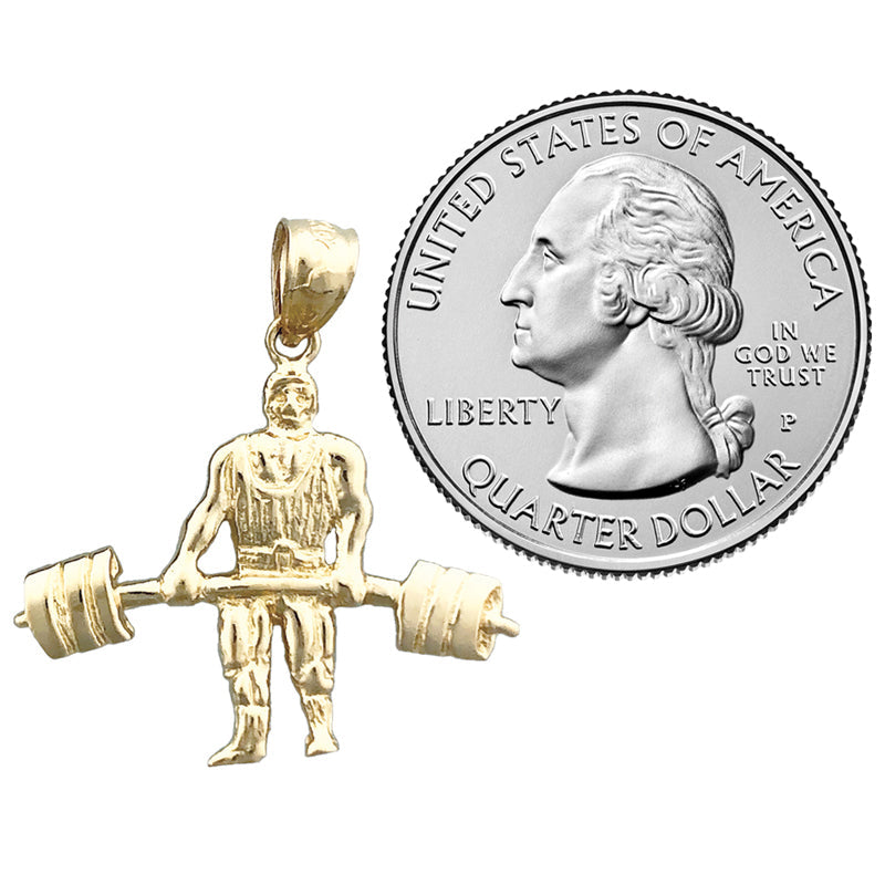 Bodybuilder-Anhänger aus 14K Gold, Schwergewicht