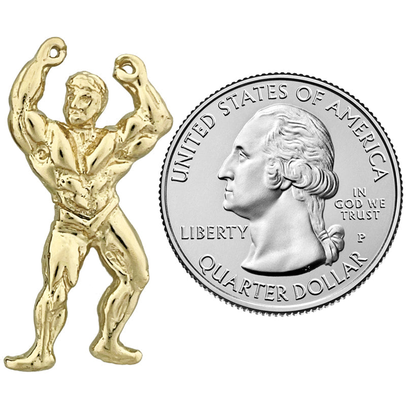 14K Gold Bodybuilder-Muskeln-Gleitanhänger