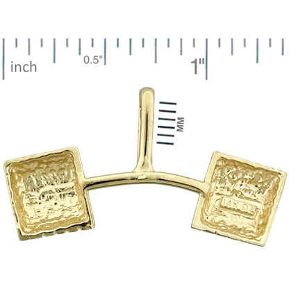 14K Gold Gebogener Hantel-Anhänger