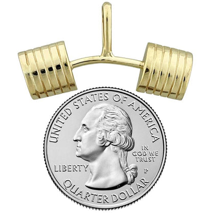 14K Gold Gebogener Hantel-Anhänger
