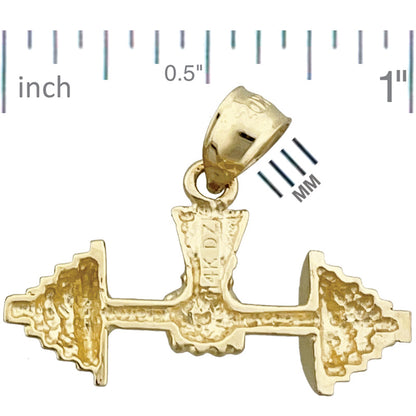 14K Gold Einarm-Hantel-Anhänger