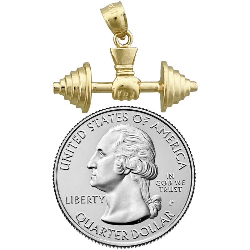 14K Gold Einarm-Hantel-Anhänger