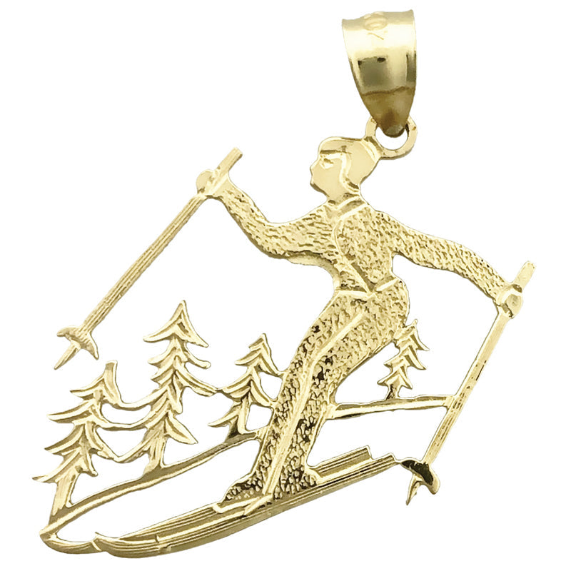 14K Gold Anhänger Olympia-Skifahrer