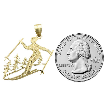 14K Gold Anhänger Olympia-Skifahrer