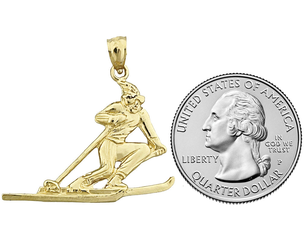 14K Gold Anhänger Skifahrer