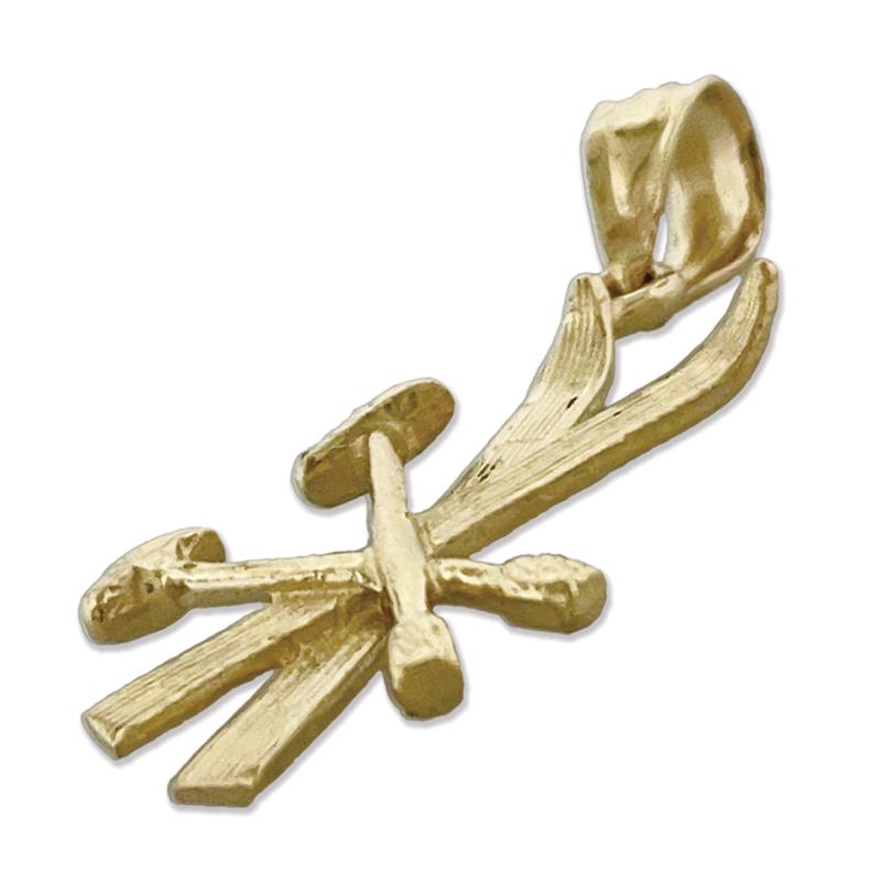 14K Gold 3D Ski und Stöcke Charm