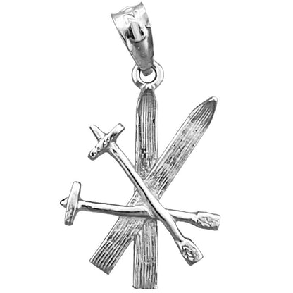 14K Gold 3D Ski und Stöcke Charm