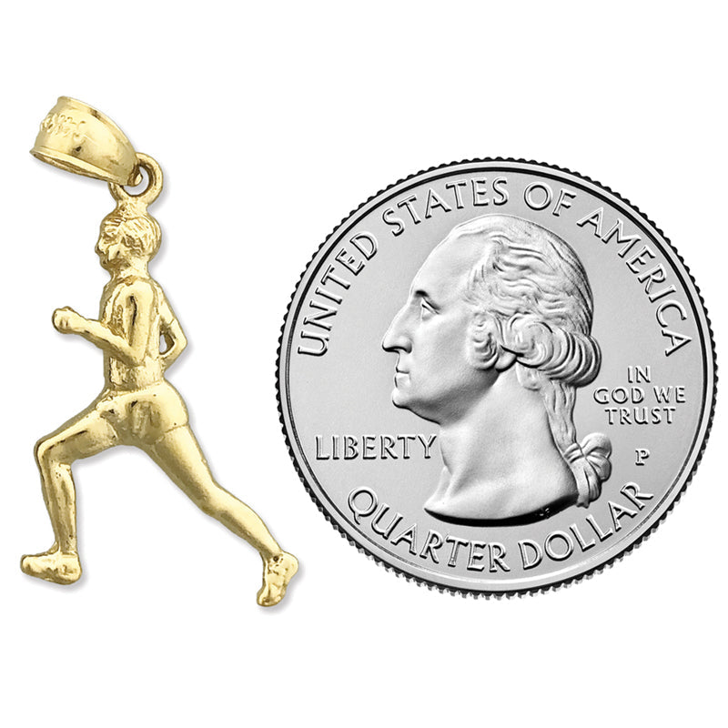 14K Gold Sportanhänger Läufer, männlich