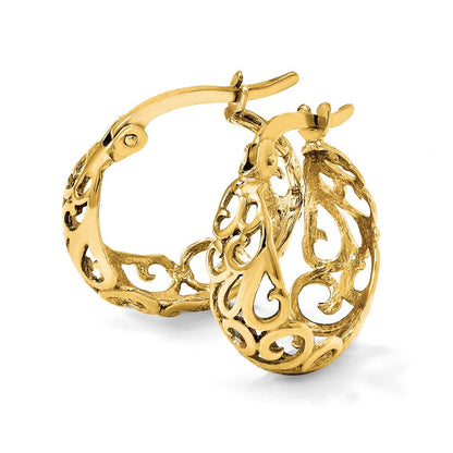 14K Gelbgold Poliert Klappbar Creolen