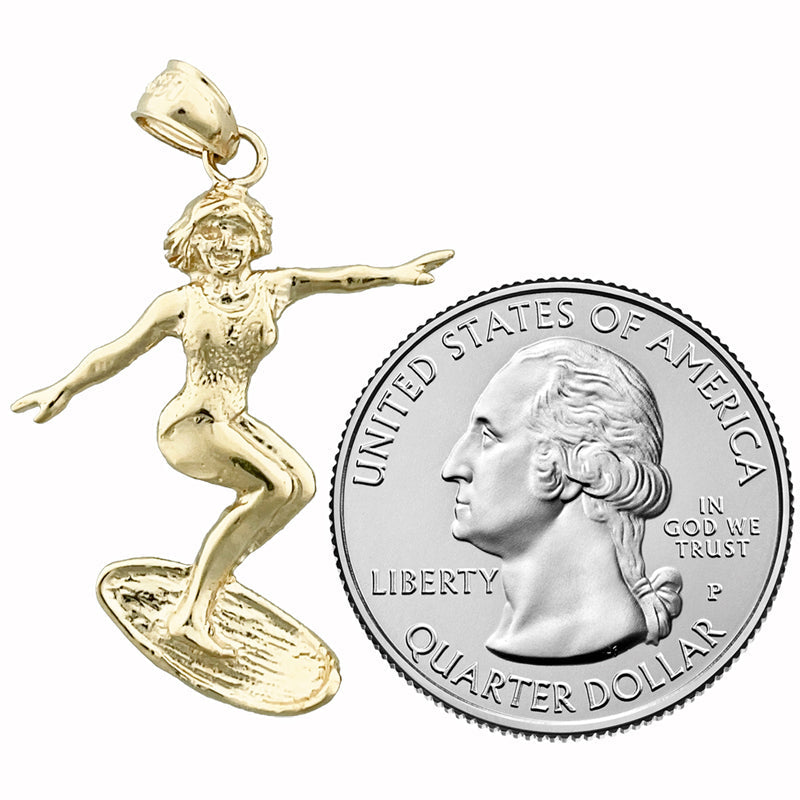 14K Gold Anhänger „Surferin“