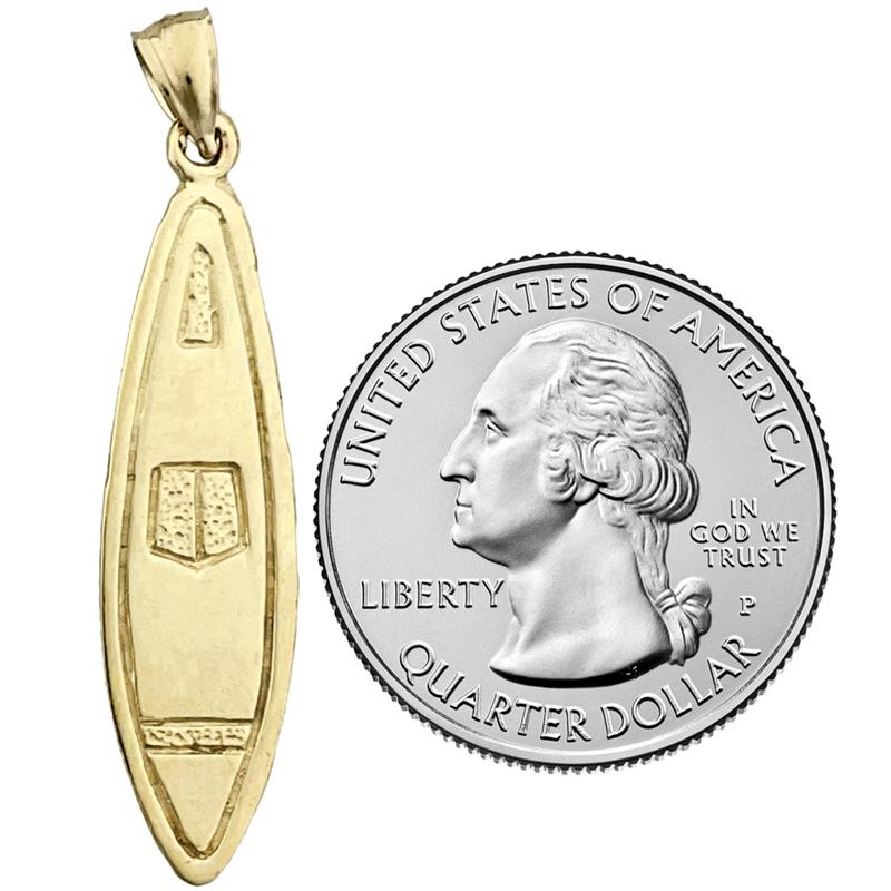 3D-Surfbrett-Anhänger aus 14K Gold