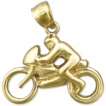 14K Gold Speed-Motorrad-und-Fahrer-Charm
