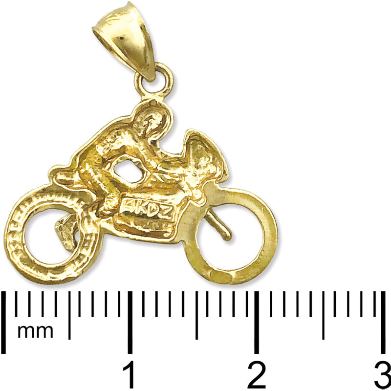 14K Gold Speed-Motorrad-und-Fahrer-Charm