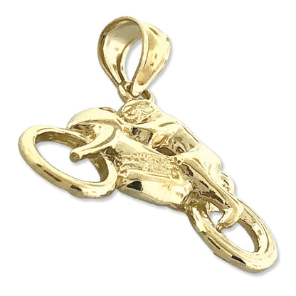 14K Gold Speed-Motorrad-und-Fahrer-Charm
