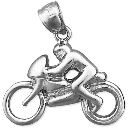 14K Gold Speed-Motorrad-und-Fahrer-Charm