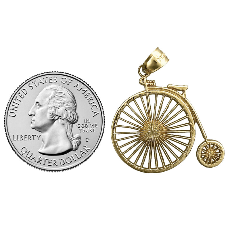 14K Gold Hochrad-Fahrrad-Anhänger