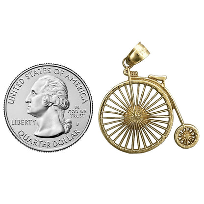 14K Gold Hochrad-Fahrrad-Anhänger