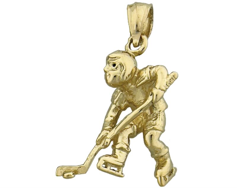 14K Gold 3D Eishockeyspieler-Charm