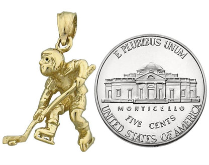 14K Gold 3D Eishockeyspieler-Charm