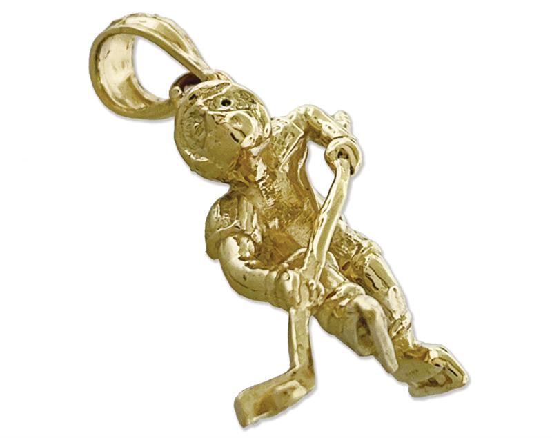 14K Gold 3D Eishockeyspieler-Charm