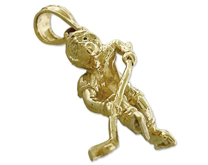 14K Gold 3D Eishockeyspieler-Charm