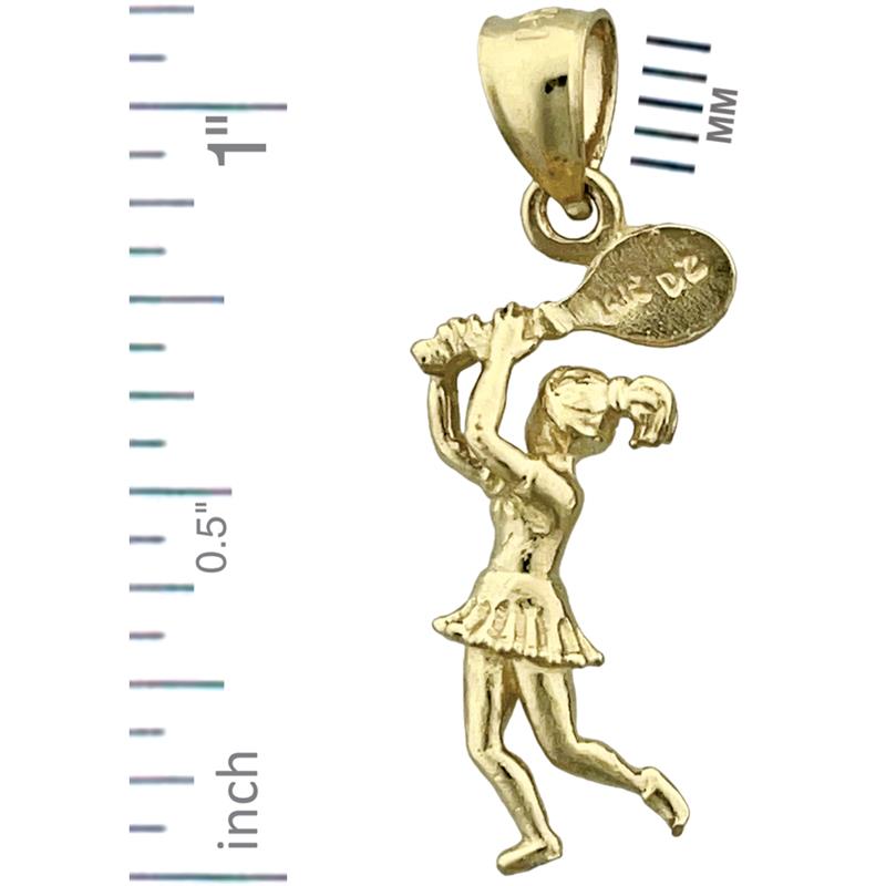 14K Gold 3D Charm „Tennisspielerin“