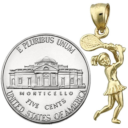 14K Gold 3D Charm „Tennisspielerin“