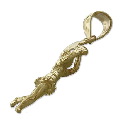 14K Gold 3D Charm „Tennisspielerin“