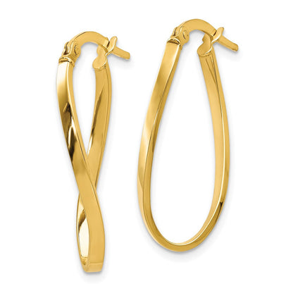 14K Gelbgold Poliert Oval Creolen