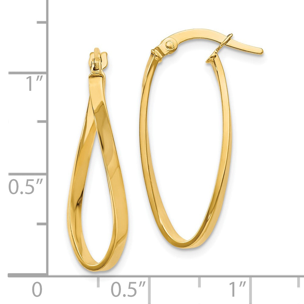14K Gelbgold Poliert Oval Creolen