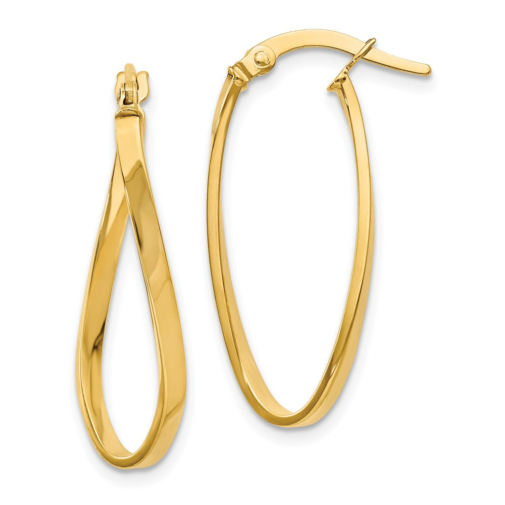 14K Gelbgold Poliert Oval Creolen