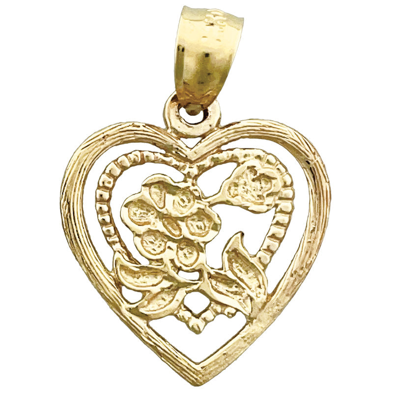 14K Gold Blume im Herz Charm