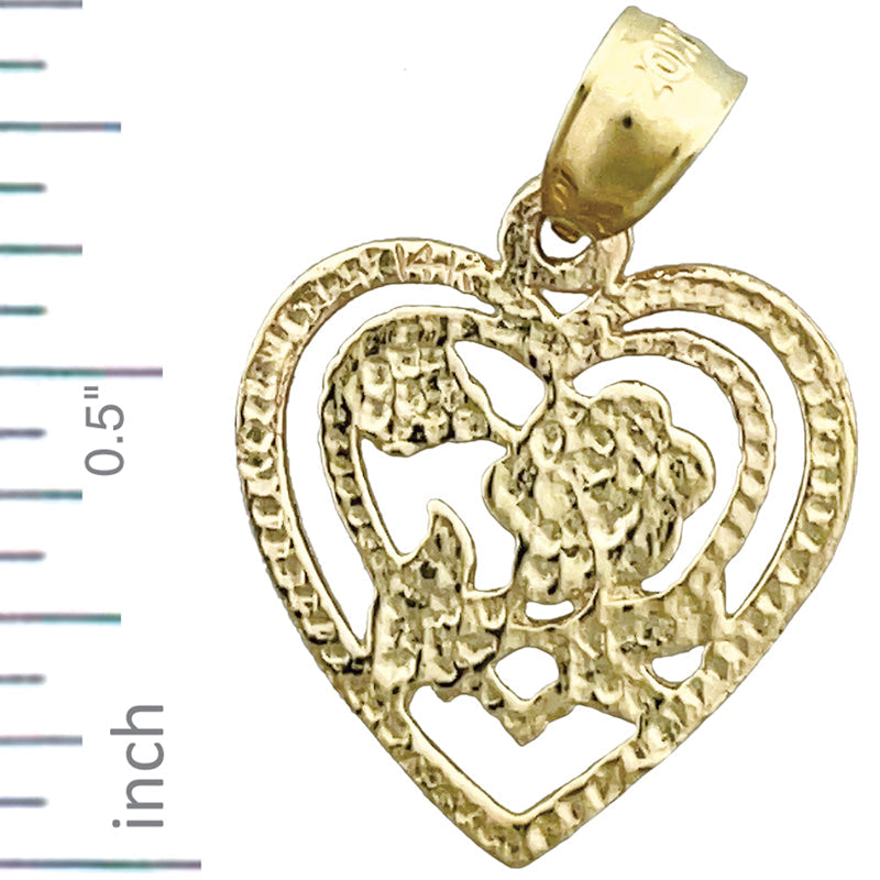 14K Gold Blume im Herz Charm