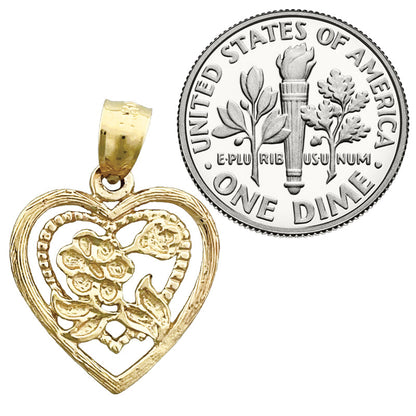 14K Gold Blume im Herz Charm