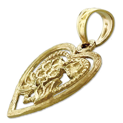 14K Gold Blume im Herz Charm