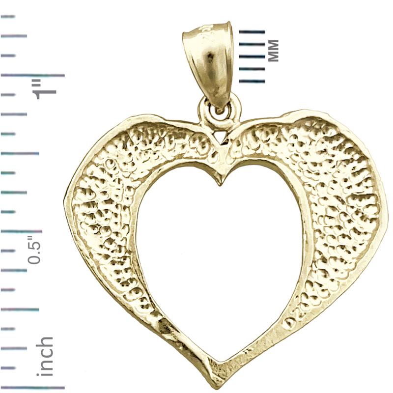 14K Gold Herz-Anhänger mit zwei Adlern, Designer-Stil