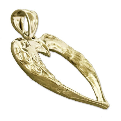 14K Gold Herz-Anhänger mit zwei Adlern, Designer-Stil