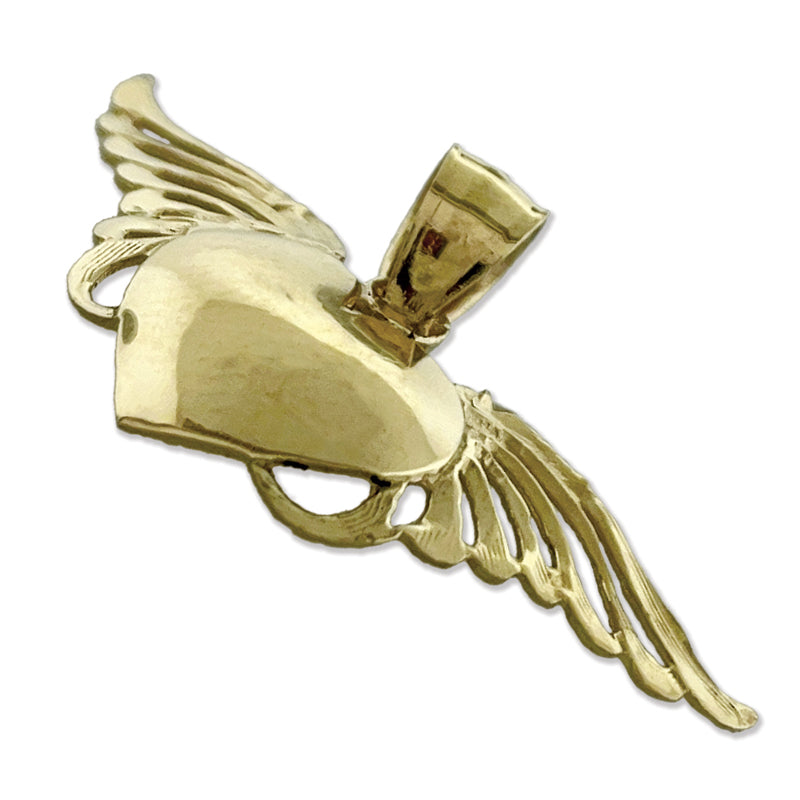 14K Gold Herz mit Engelsflügeln Anhänger