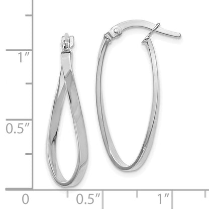 14K Weißgold Poliert Oval Creolen