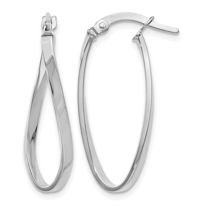 14K Weißgold Poliert Oval Creolen