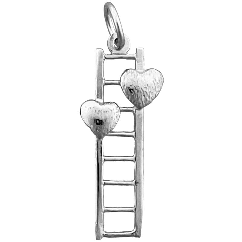 14K Gold Charm mit zwei Herzen und Leiter