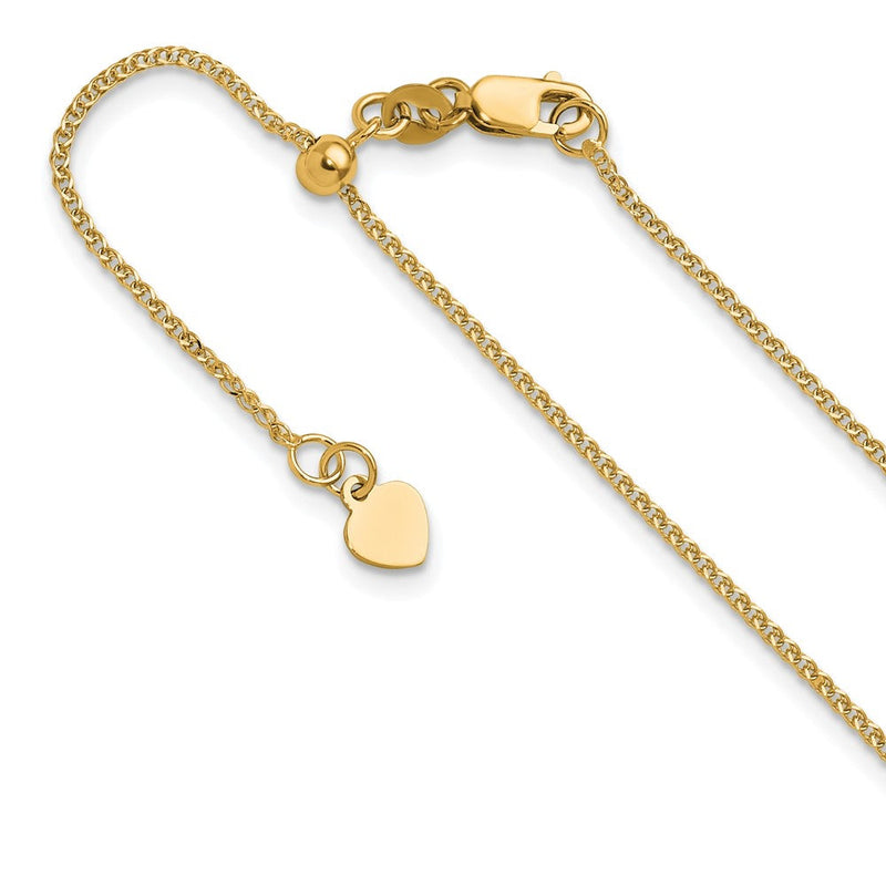 22 Zoll 14K Gelbgold Verstellbar 1.2 Mm Diamantiert Doppelt Panzer Halskette