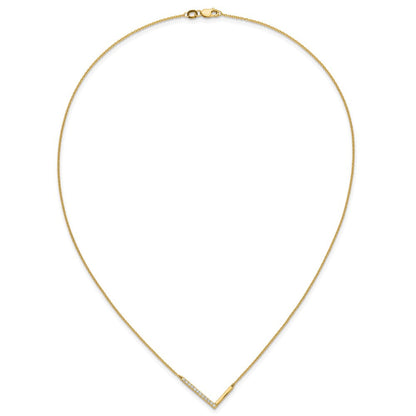 14K Gelbgold Seitlich Diamant Initiale L 18 Zoll Halskette