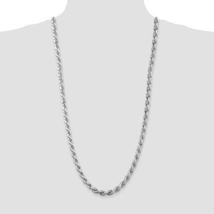 Sterlingsilber Rhodiniert 6.5mm Diamantiert Kordel 30 Zoll Kette