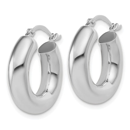 14K Weißgold 5x20mm Poliert Röhre Creolen