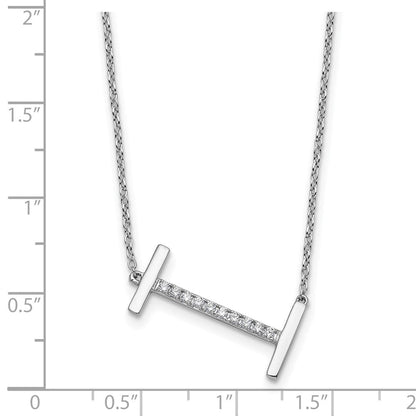 14K Weißgold Seitlich Diamant Initiale I 18 Zoll Halskette