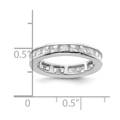 14K Weißgold Poliert Größe 4 Kanalfassung-set 2 Karat Princess Diamant Komplett Memoire Ehering Ring