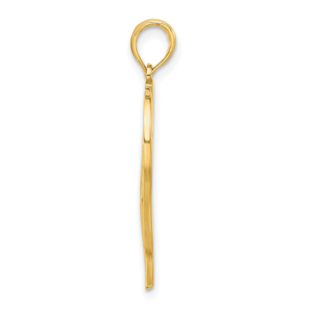 14K Gelbgold Polierter Blatt-Anhänger