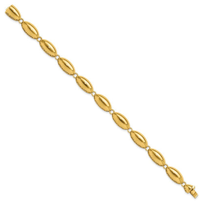 14K Gelbgold Poliert 8.2mm Fantasie Oval Glieder Gliederarmband