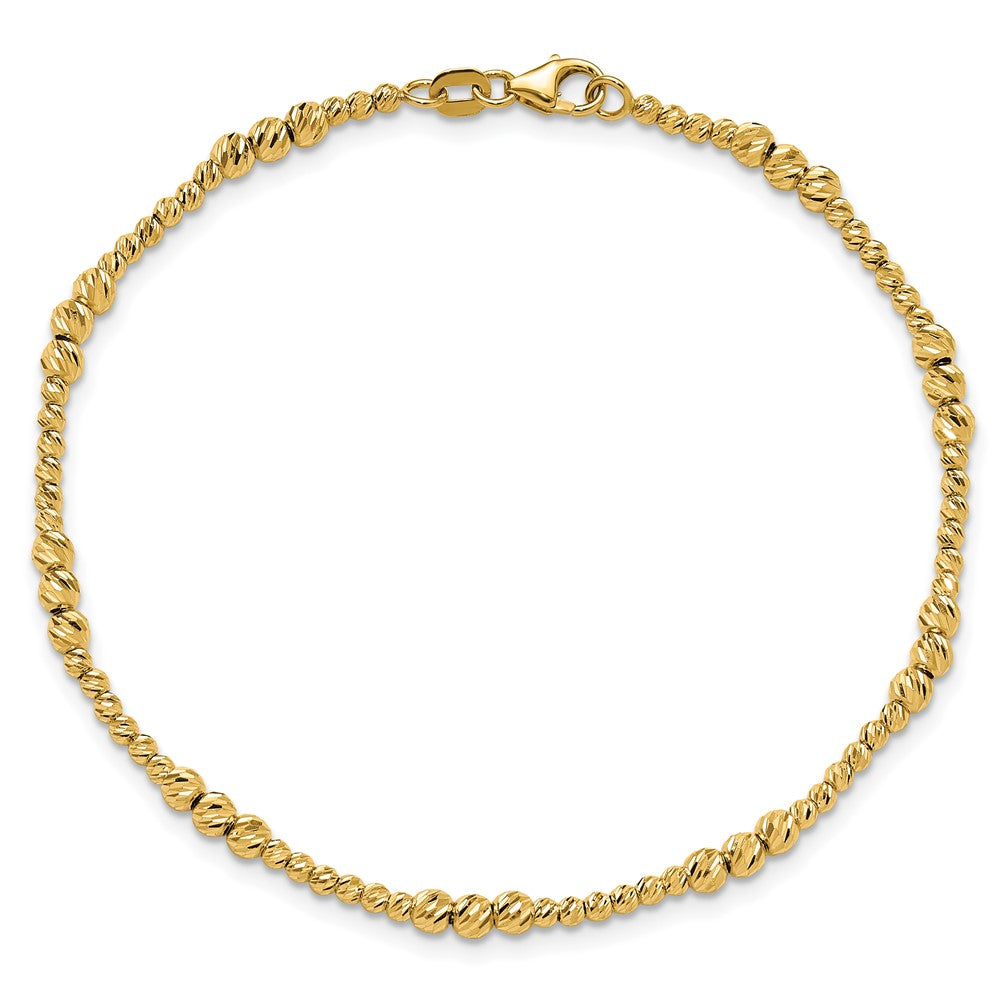 14K Gelbgold Diamantiert Gekugelt 7.5 Zoll Armband